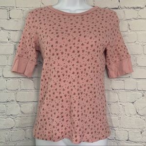 Pink Roses Waffle Knit Blouse